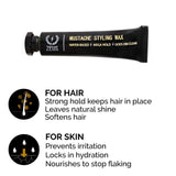ZEUS Mustache Styling Kit for Men - Mega Hold Styling Wax + Saw-Cut Mustache Comb!