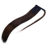SEGO Ponytail Extension Human Hair Pony Tails Hair Extensions Wrap Around Ponytail Hair Extensions 100% Real Remy Hair With Magic Paste Long Straight For Women Medium Brown #04 18 Inch 90g