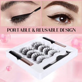 CALAILIS Magnetic Eyeliner and Eyelashes Kit, for Magnetic Lashes Set, Waterproof Liquid Eye Liner, 3D Faux Mink Eye Lashes False Eyelashes Reusable Lashes, Free Applicator，Mix Style 5 pairs CY05