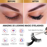 3D Magnetic Eyelashes with Eyeliner Kit, 7 Pairs Pack Reusable False Lashes, 2 Tubes of Waterproof Eyeliners with Tweezer Inside, Invisible Magnets Wear More Comfortable, No Additional Glue Needed