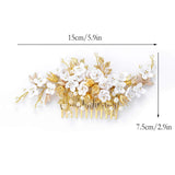 Gorais Flower Bride Wedding Hair Combs Gold Pearl Bridal Hairpieces Leaf Hair Accessories for Women and Girls