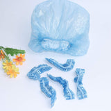 MultiBey Shower Cap Disposable, 100 PCS Elastic PE Plastic Waterproof Hair Bath Caps for Women Home Use (Blue)