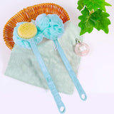 bretoes 2 Pack Shower Brush Sponge Loofah 2 in 1 Body Scrubber Exfoliating Shower Ball (A, Blue)