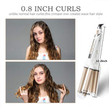 Ceramic Hair Crimper Iron Hair Waver 3 Barrel Hair Crimping Iron 0.6 inch / 16mm Perm Instant Curls Ceramic Hair Curling Iron,Valentines Mothers Day Gifts for Women (Small Curls)