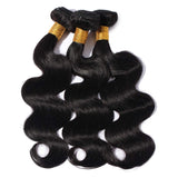 SEGO 6A Virgin Hair Bundles Sew in Hair Extensions Body Wave Wavy 100% Unprocessed Brazilian Human Hair Weave Hair Weft Extensions for Women #1B Natural Black 14 Inch 100g