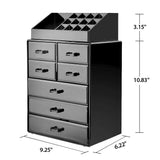 InnSweet Acrylic Makeup Organizer Cosmetic Storage Drawers, Jewelry Display Box with 7 Drawers, Black