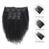 Brazilian Kinky Curly Clip in Human Hair Extensions 7pcs 25clips 125 Gram 14'' Curly Brazilian Virgin Hair Afro Kinky Clip in Hair Extensions (14 Inch)