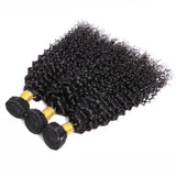 Brazilian Virgin Kinky Curly Human Hair 3 Bundles 8A 100% Unprocessed Curly Wave Human Hair Bundles Kinky Hair Weave Natural Black Color(10-12-14)