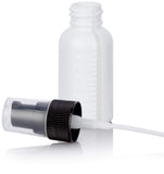 1 oz / 30 ml White Graduated Plastic HDPE Boston Round Bottles with Black Treatment Pump (6 PACK)