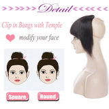 Clip in Bangs 100% Human Hair with Temples Thick Blunt Cut Clip on Human Hair Fringe for Women #1B Natural Black