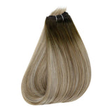 Full Shine Sew in Hair Extensions Brown Balayage Color Hair Weaves Color 3 Fading to 8 and 22 Blonde Brazilian Remy Hair Weft 12 Inch 80 Grams Straight Double Weft Hair Extensions