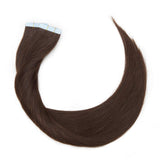 20" 100g Tape in Hair Extensions Remy Human Hair 40pcs #2 Dark Brown Straight Hair Seamless Skin Weft Glue in Hairpieces with Invisible Double Sided Tapes