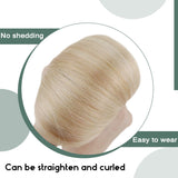 Hetto Natural Ponytail Extension Wrap Around Clip in Straight Hair Piece 16 Inch Ponytail Extension Blonde Highlighted Human Hair Extensions for Women 80 Grams