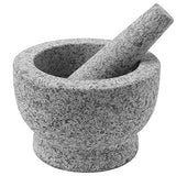 ChefSofi Mortar and Pestle Set - 6 Inch - 2 Cup Capacity - Unpolished Heavy Granite
