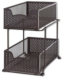 SimpleHouseware 2 Tier Sliding Cabinet Basket Organizer Drawer, Bronze