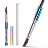 Shine Chance 100% Kolinsky Rainbow Rhinestone decorated in Handle Acrylic Brush Size 2#/4#/6#/8#/#10/#12/#14 Acrylic Brush Kolinsky Sable Nail Brushes (#14)
