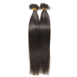 SEGO U Tip Hair Extensions Human Hair Pre Bonded Keratin Fushion Nail Tip Human Hair Extensions 100% Real Remy Hair Silky Straight 100 Strands/Pack 50g 16 Inch #1B Natural Black