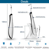 【2021 NEW version】7 Heads x 5-Modes HIGH-frequency Power Dental Flosser, Tooth Tartar Scraper, Dental Stains Remover, Tooth Cleaning tool, Battery operated Portable for Travel & Home, Fipponi/WHT