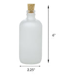 8 oz Frosted Clear Glass Boston Round Bottle with Cork Stopper Closure (6 Pack)