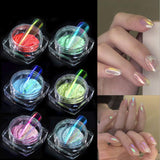 Ice Transparent Aurora Nail Powder - PrettyDiva 6 Colors Christmas Jelly Neon Rainbow Laser Chameleon Powder with Multi Chrome Mirror Effect Iridescent Pigment Glitter Fairy Dust Nail Art Decorations