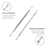 Blackhead Remover Pimple Extractor Tool, Vikano 7pcs Blackhead Extractor, Comedone Extractor Acne Removal Kit for Blemish, Whitehead Popping, Zit Removing for Nose Face with Leather Bag (Silver)