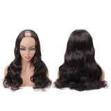 U Part Wigs Human Hair Body Wave Wig Human Hair 2"x4" Middle Part Clip In Hair Extensions Glueless Half Wigs for Black Women Natural Color (14 Inch)