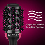 Hair Dryer Brush Blowout Brush - Hot Air Brush by BONTIME, 3-IN-1 Hair Dryer Volumizer, Negative Ions Hair Dryer & Styler for All Hair Type, Get Salon Blowouts at Home,Black