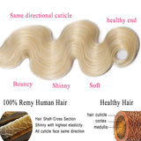 S-noilite 7A Grade Brazilian Virgin Body Wavy Human Hair Bundles Body Weave Human Hair Extensions for Women Thicker Silky Soft Blonde Hair Total 1 Bundle/100g (18 Inch #60 Platinum Blonde)