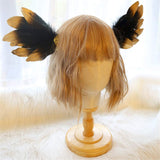 Handmade Feather Angel Wings Hair Clips Hair Barrettes Lolita Cosplay Hair Accessories (Black)