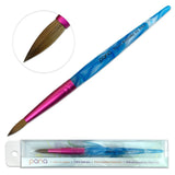 Pana Size # 6 USA Acrylic Nail Brush100% Pure Kolinsky Hair Acrylic White~Swirl~Blue Handle with Pink Ferrule Round Shaped Style (PN-AP-6)