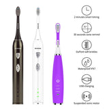 Family Toothbrush Sets, KIVOS USB Rechargeable Electric Toothbrush, Sonic Toothbrush with Portable Travel Case , Waterproof, 6 Hours Charge Minimum 30 Days Use, Dupont BristlesToothbrush Brush Heads