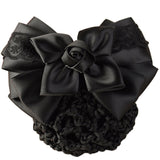 LiveZone (Pack of 3) Women Hair Bun Cover Net Snood Hairnet Bowknot Decor Barrette Hair Clip Bow Lace Flower Hair Accessories,Black