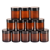 12 pack 4oz Empty Amber Glass Round Jars bottles with White Inner Liners and black Lids.Glass Jars Prefect for Cosmetics and Face cream Lotion.