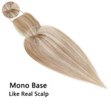 100% Real Human Hair Topper with Bangs Mono Base Crown Topper Hair Piece Clip in on Hair Toppers for Women with Hair Loss Thinning Grey Hair 10 Inch 18P613# Ash Blonde&Bleach Blonde