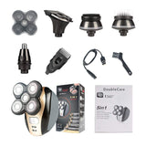 5-in-1 Electric Shaver for Men ,4D Floating Head Shavers for Bald Men, 5 Head Cordless Grooming Kit with Waterproof IPX6, Beard, Nose, Ear, Body Hair Trimmer, Face Cleaning Brush