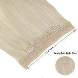 Runature Real Hair Extensions Halo Hair 16 Inch 80G Per Set Color 60 Platinum Blonde Remy Human Hair Extensions Natural Wire Hair Extensions