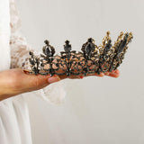 Boaccy Baroque Crowns Black Vintage Crystal Crowns for Wedding Queen Rhinestone Crowns Birthday Tiaras Hair Accessories for Women Girls