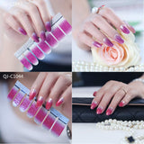 Full Nail Stickers 14 Sheets, Glitter Gradient Color Full Wraps Polish Strips, Nail Art Decals, Self-Adhesive Nail Art Sets for Women Girls.