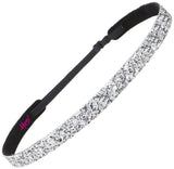 Hipsy 2pk Women's Adjustable NON SLIP Skinny Bling Glitter Headband Silver Duo Pack (Silver & Hot Pink)