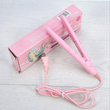 Mini Hair Straightener, 2 in 1 Portable Ceramic Tourmaline Flat Iron Heating Curler for Curling Straighten Bang, Wavy Hair, Short Hair (Pink)