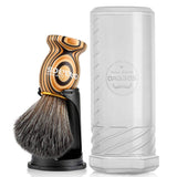 Faux Badger Shaving Brush Set with Black Holder Stand Travel Case Tube Anbbas 3IN1 Unique Wooden Handle Foam Brush Shaving Kit for Men Wet Shave
