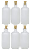 8 oz Frosted Clear Glass Boston Round Bottle with Cork Stopper Closure (6 Pack)