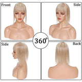 100% Real Human Hair Topper with Bangs Mono Base Crown Topper Hair Piece Clip in on Hair Toppers for Women with Hair Loss Thinning Grey Hair 10 Inch 18P613# Ash Blonde&Bleach Blonde
