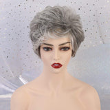 BLONDDE UNICORN Ombre Short Grey Human Hair Wigs Curly Hair Wigs for Women