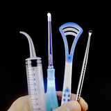 Airgoesin Professional Tonsil Stone Remover Tool LED Light | Stainless Steel Tonsillolith Pick Oral Care | Irrigation Syringe | Tongue Cleaner Scraper (Blue)