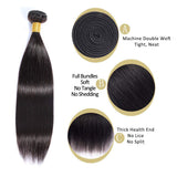 Brazilian Straight Virgin Hair 3 Bundles With Closure Free Part 100% Unprocessed Human Hair Bundles Straight Weave Hair Natural Black(16 18 20+14 Closure Free Part)