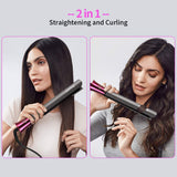 Professional Salon Hair Dryer Purple and Hair Straightener and Curler 2 in 1
