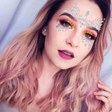 Aularso Bindi Mermaid Face Gems with Chest Gems Rhinestones Face Jewel Rave Party Crystal Face Stick on Eyes Face Body Fit for for Women and Girls