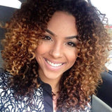Seelaak Ombre Curly Hair Bundles Two Tone 1b/30 Kinky Curly Bundles Ombre Brown 3 Bundles Remy Hair 10A Grade Brazilian Virgin Human Hair Extension for Black Women (10 12 14)