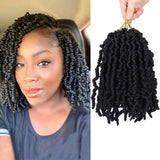 4 Packs Pre-twisted Spring Twist Crochet Hair Short Curly Crochet Braids Pretwisted Passion Twists Bomb Twist Bob Pre-looped Synthetic Hair Extensions (8 Inch,1#)